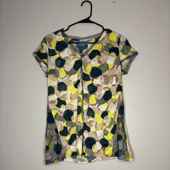 Yellow and green abstract| Vintage Y2k Top | retro Shirt - Picture 1 of 7